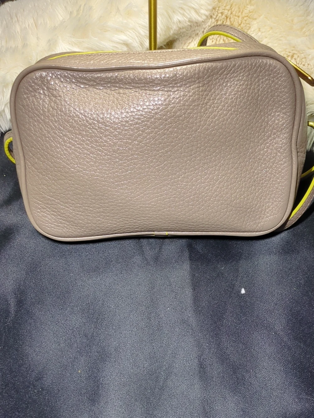 Marc by Marc Jacobs SallyTaupe Pebbled Crossbody w/Yellow Trim NOW ONLY $85